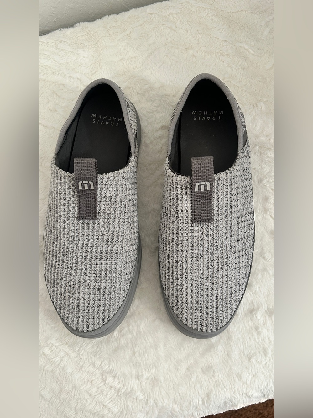 Travis Mathew Gray Knit Slip-On Loafers